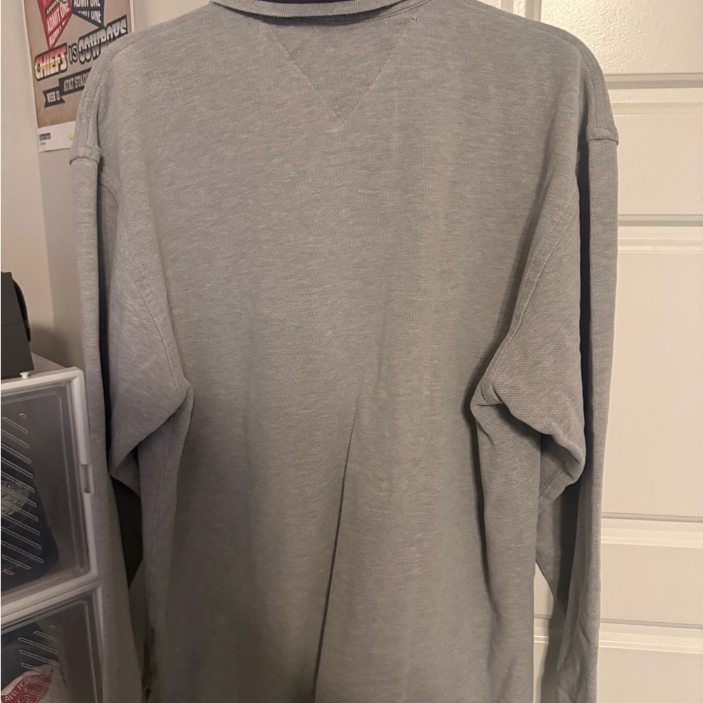 Tommy Hilfiger Light Gray Polo with Striped Collar - Picture 3 of 3